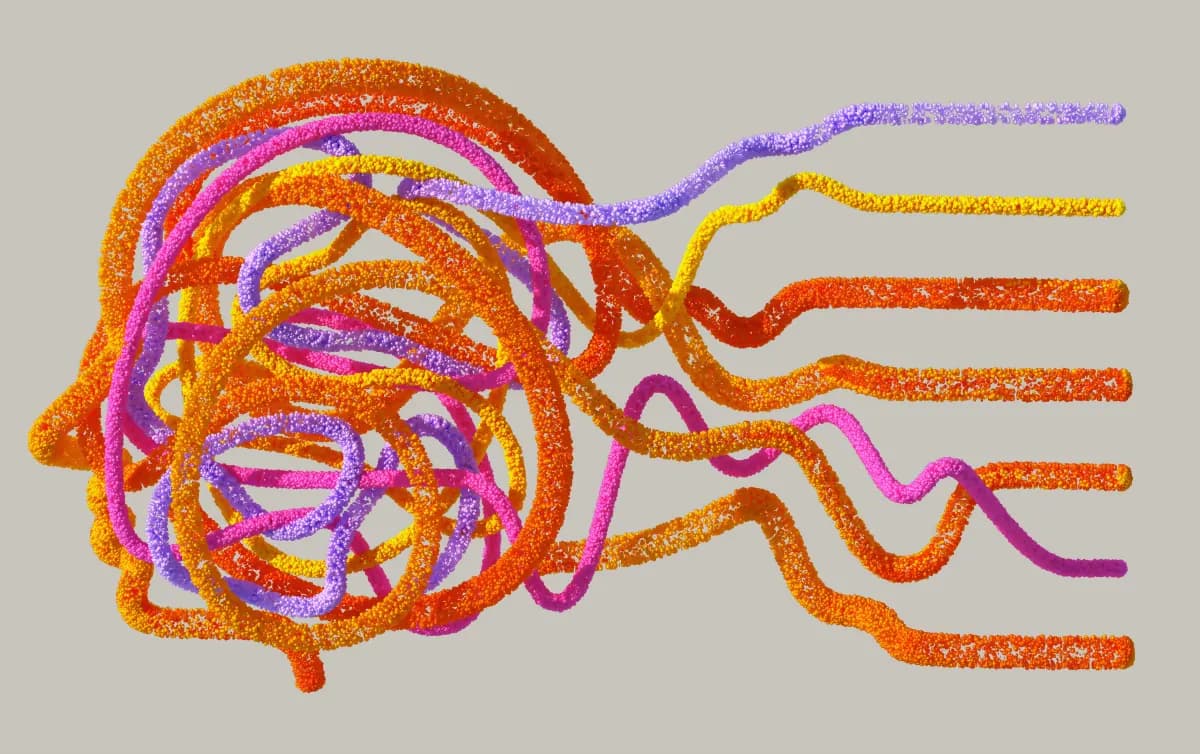 Formas abstractas entrelazadas que evocan conexiones neuronales
